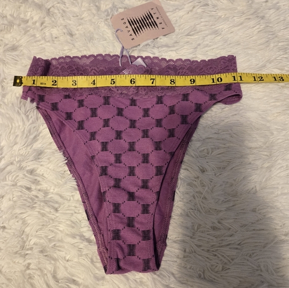 NWT Savage X Fenty Cotton Essentials Lace Trim High Leg Bikini Bottom Size XS - Picture 4 of 7